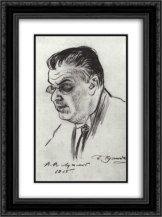 Portrait of V. Luzhsky 18x24 Black Ornate Wood Framed Art Print Poster with Double Matting by Kustodiev, Boris