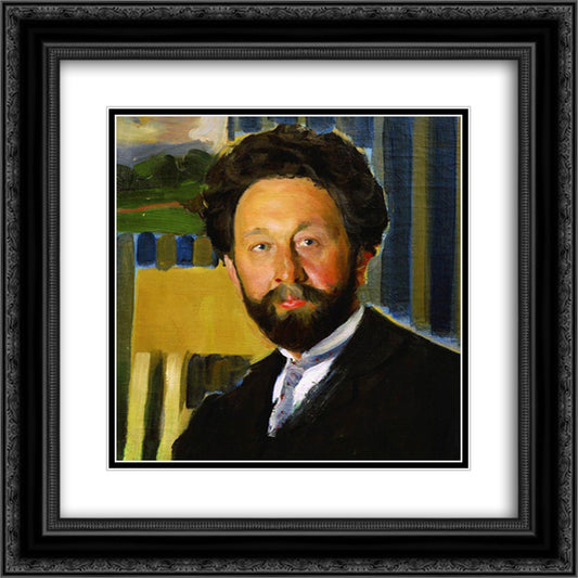 Portrait of Vasily Kastalsky 20x20 Black Ornate Wood Framed Art Print Poster with Double Matting by Kustodiev, Boris