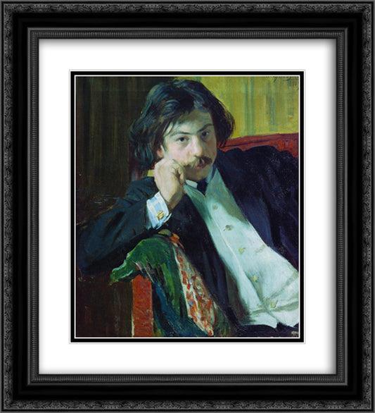 Portrait of Y.I. Lavrin 20x22 Black Ornate Wood Framed Art Print Poster with Double Matting by Kustodiev, Boris