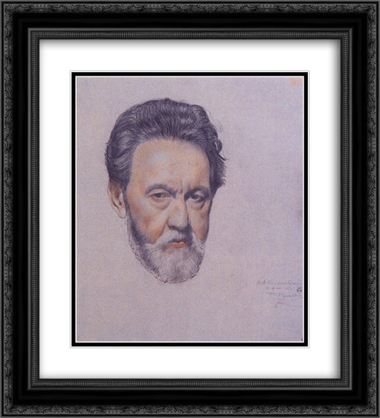 Portrait V.A. Kastalsky 20x22 Black Ornate Wood Framed Art Print Poster with Double Matting by Kustodiev, Boris
