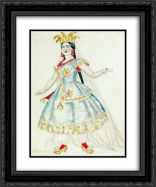 Princess Anfisa 20x24 Black Ornate Wood Framed Art Print Poster with Double Matting by Kustodiev, Boris