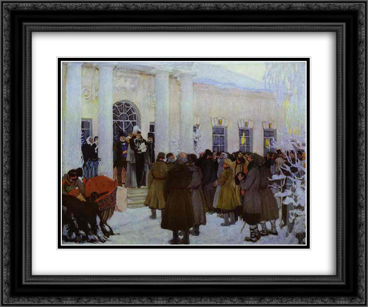 Reading of the Manifest 24x20 Black Ornate Wood Framed Art Print Poster with Double Matting by Kustodiev, Boris