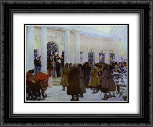 Reading of the Manifest 24x20 Black Ornate Wood Framed Art Print Poster with Double Matting by Kustodiev, Boris