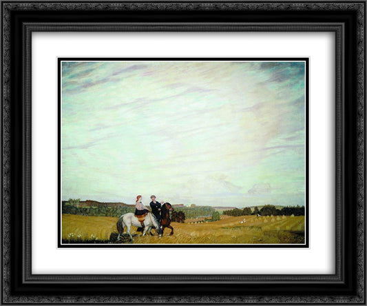 Ride. Boris and Yu. Kustodiyevs 24x20 Black Ornate Wood Framed Art Print Poster with Double Matting by Kustodiev, Boris