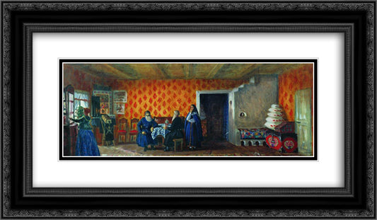 Room in the house of Prokofy Pazukhin 24x14 Black Ornate Wood Framed Art Print Poster with Double Matting by Kustodiev, Boris
