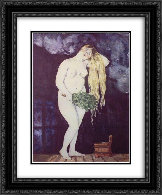 Russian Venus 20x24 Black Ornate Wood Framed Art Print Poster with Double Matting by Kustodiev, Boris