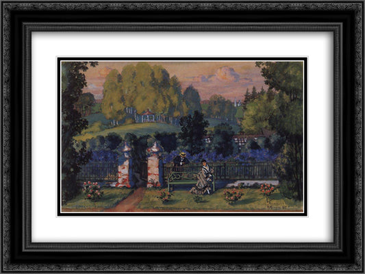 Scetch for Ostrovsky's Wolves and Sheep 24x18 Black Ornate Wood Framed Art Print Poster with Double Matting by Kustodiev, Boris