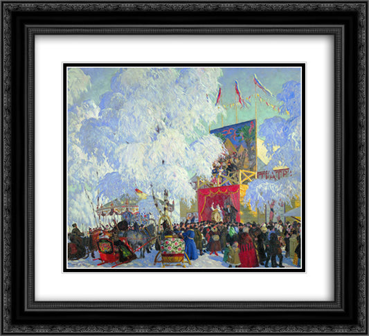Show Booths 22x20 Black Ornate Wood Framed Art Print Poster with Double Matting by Kustodiev, Boris