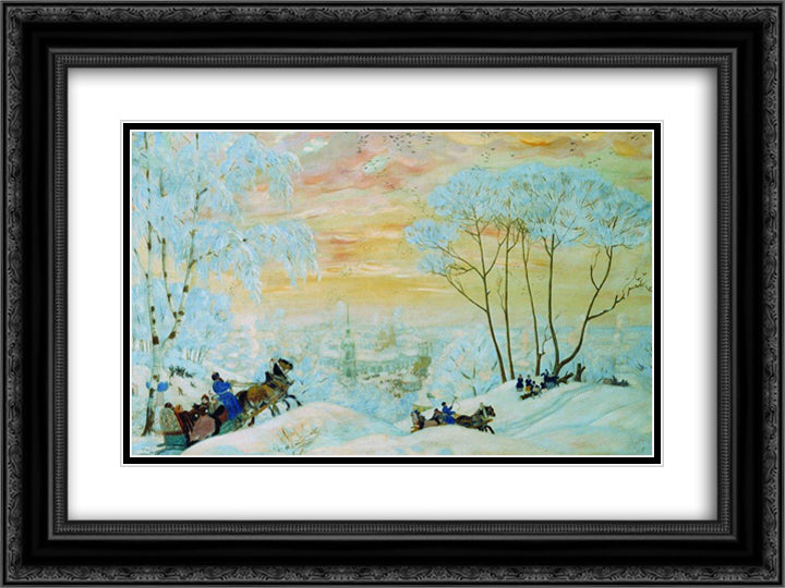 Shrovetide 24x18 Black Ornate Wood Framed Art Print Poster with Double Matting by Kustodiev, Boris