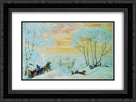 Shrovetide 24x18 Black Ornate Wood Framed Art Print Poster with Double Matting by Kustodiev, Boris