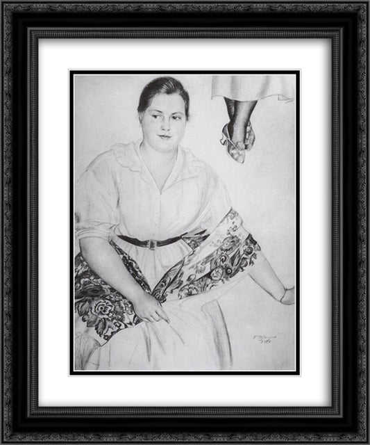 Sketch 20x24 Black Ornate Wood Framed Art Print Poster with Double Matting by Kustodiev, Boris