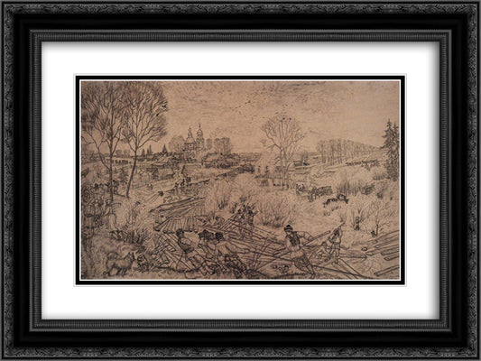 Spring 24x18 Black Ornate Wood Framed Art Print Poster with Double Matting by Kustodiev, Boris