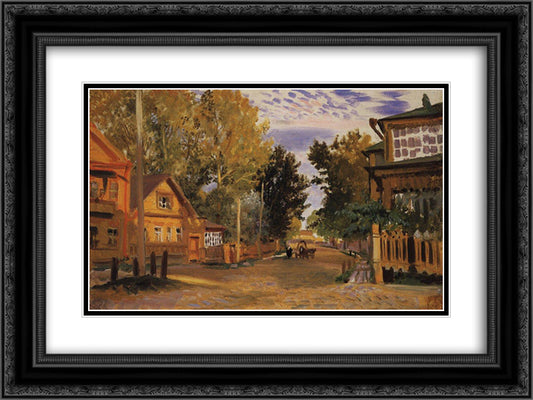 Staraya Russa 24x18 Black Ornate Wood Framed Art Print Poster with Double Matting by Kustodiev, Boris