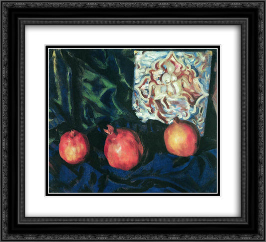 Still Life. Grenades 22x20 Black Ornate Wood Framed Art Print Poster with Double Matting by Kustodiev, Boris