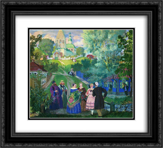 Summer. Province 22x20 Black Ornate Wood Framed Art Print Poster with Double Matting by Kustodiev, Boris