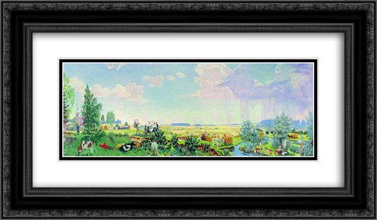 Summer (A trip to the Terem) 24x14 Black Ornate Wood Framed Art Print Poster with Double Matting by Kustodiev, Boris