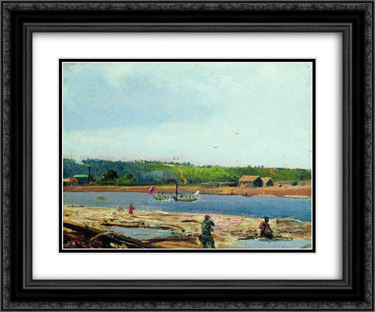 Summer Evening 24x20 Black Ornate Wood Framed Art Print Poster with Double Matting by Kustodiev, Boris