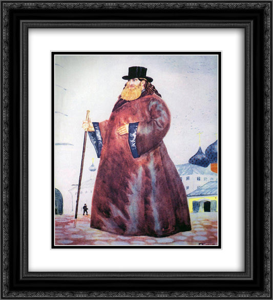 The priest 20x22 Black Ornate Wood Framed Art Print Poster with Double Matting by Kustodiev, Boris