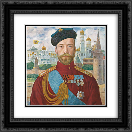 Tsar Nicholas II 20x20 Black Ornate Wood Framed Art Print Poster with Double Matting by Kustodiev, Boris