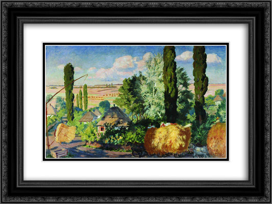 Ukrainian landscape 24x18 Black Ornate Wood Framed Art Print Poster with Double Matting by Kustodiev, Boris