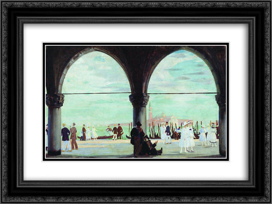 Venice. Memory 24x18 Black Ornate Wood Framed Art Print Poster with Double Matting by Kustodiev, Boris