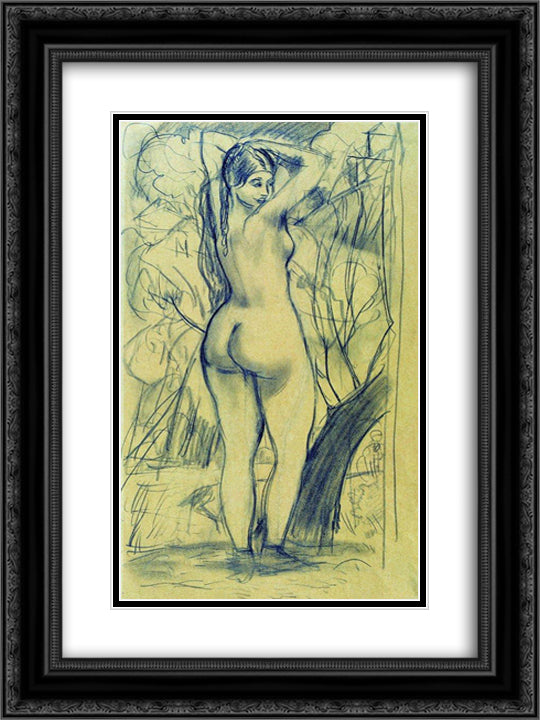 Venus 18x24 Black Ornate Wood Framed Art Print Poster with Double Matting by Kustodiev, Boris