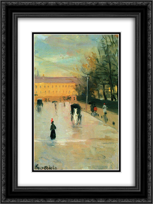 View from the window of the Academy of Fine Arts 18x24 Black Ornate Wood Framed Art Print Poster with Double Matting by Kustodiev, Boris