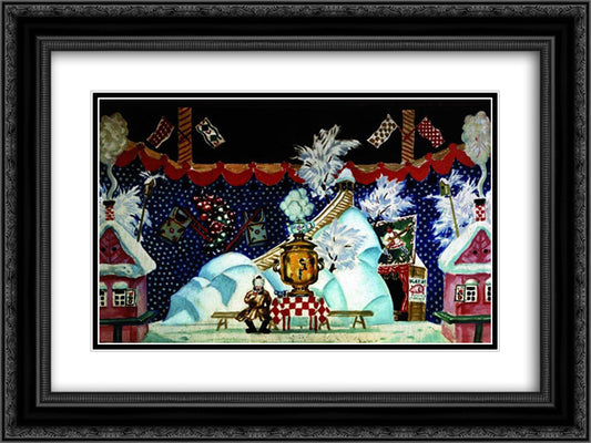 View in Tula, a sketch for E. Zamyatin's play, 'The Flea' 24x18 Black Ornate Wood Framed Art Print Poster with Double Matting by Kustodiev, Boris