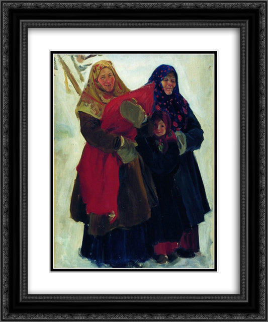 Women 20x24 Black Ornate Wood Framed Art Print Poster with Double Matting by Kustodiev, Boris
