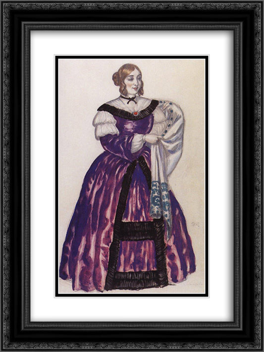 Zhivoiedova 18x24 Black Ornate Wood Framed Art Print Poster with Double Matting by Kustodiev, Boris