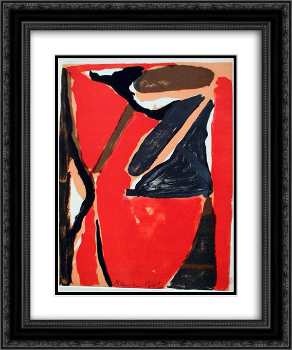 L'Unique III 20x24 Black Ornate Wood Framed Art Print Poster with Double Matting by van Velde, Bram