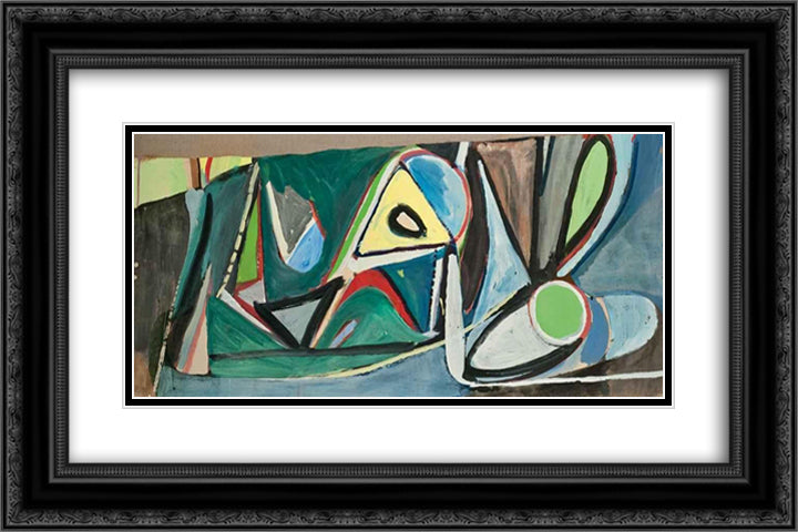 Montrouge 24x16 Black Ornate Wood Framed Art Print Poster with Double Matting by van Velde, Bram