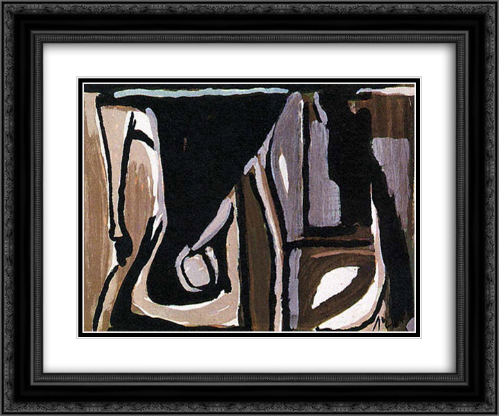 Nocturne 24x20 Black Ornate Wood Framed Art Print Poster with Double Matting by van Velde, Bram