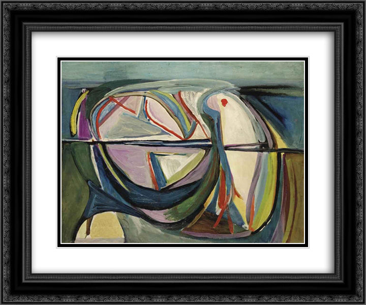 Untitled 24x20 Black Ornate Wood Framed Art Print Poster with Double Matting by van Velde, Bram