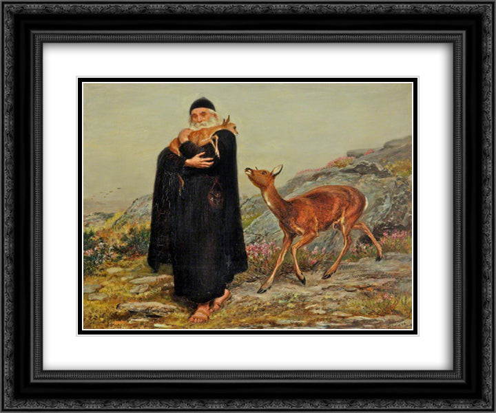 A Legend of Saint Patrick 24x20 Black Ornate Wood Framed Art Print Poster with Double Matting by Riviere, Briton