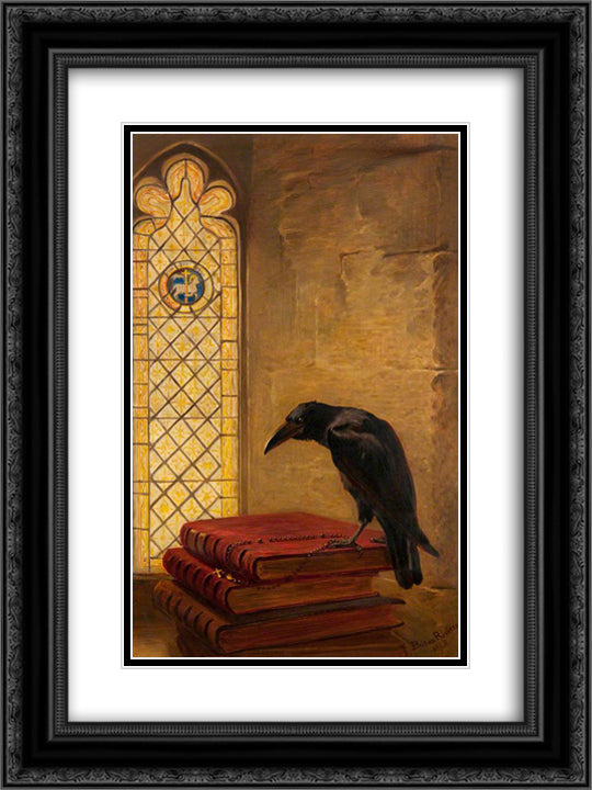 A Saint, from the 'Jackdaw of Rheims' 18x24 Black Ornate Wood Framed Art Print Poster with Double Matting by Riviere, Briton