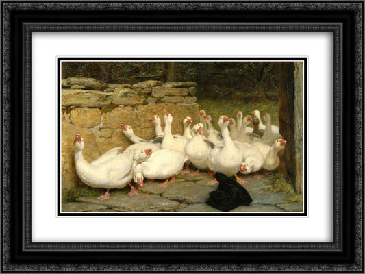 An Anxious Moment 24x18 Black Ornate Wood Framed Art Print Poster with Double Matting by Riviere, Briton