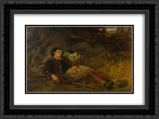 Companions in Misfortune 24x18 Black Ornate Wood Framed Art Print Poster with Double Matting by Riviere, Briton