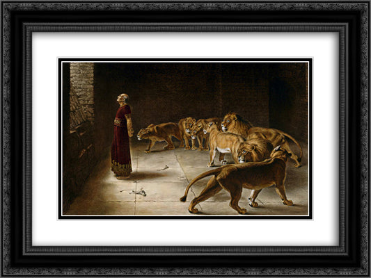 Daniel's Answer to the King 24x18 Black Ornate Wood Framed Art Print Poster with Double Matting by Riviere, Briton