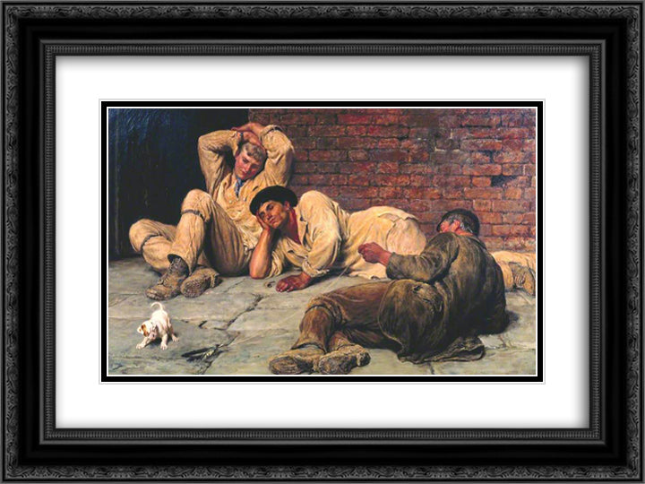 Giants at Play 24x18 Black Ornate Wood Framed Art Print Poster with Double Matting by Riviere, Briton