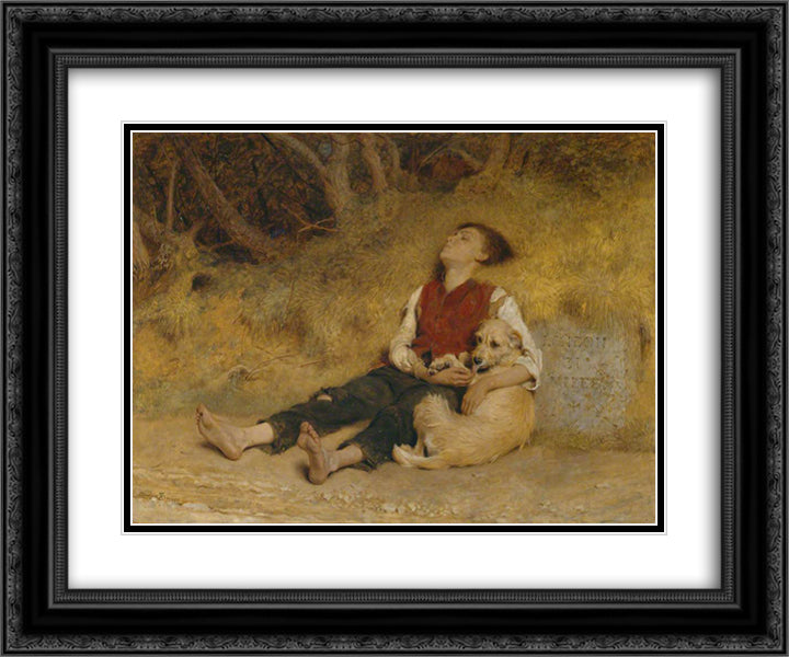 His Only Friend 24x20 Black Ornate Wood Framed Art Print Poster with Double Matting by Riviere, Briton