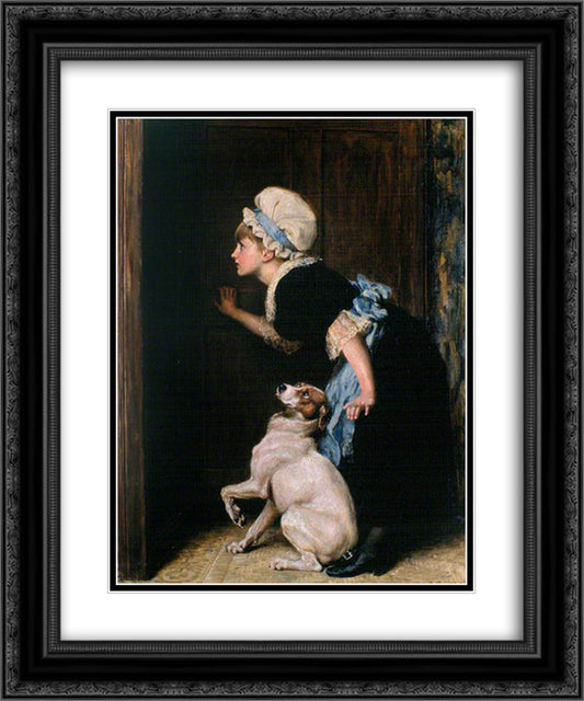 Mother Hubbard 20x24 Black Ornate Wood Framed Art Print Poster with Double Matting by Riviere, Briton