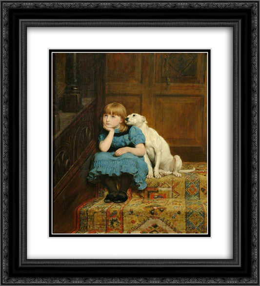 Sympathy 20x22 Black Ornate Wood Framed Art Print Poster with Double Matting by Riviere, Briton