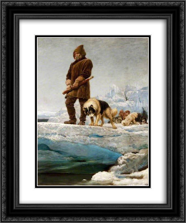 The Last of the Crew 20x24 Black Ornate Wood Framed Art Print Poster with Double Matting by Riviere, Briton