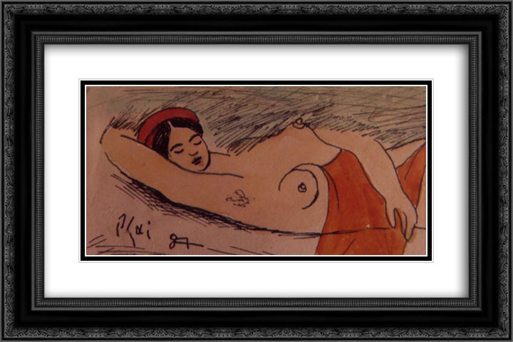 Nude 24x16 Black Ornate Wood Framed Art Print Poster with Double Matting by Xuan Phai, Bui