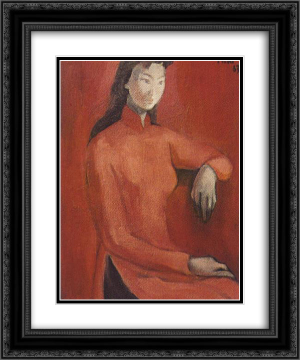 Portrait 20x24 Black Ornate Wood Framed Art Print Poster with Double Matting by Xuan Phai, Bui