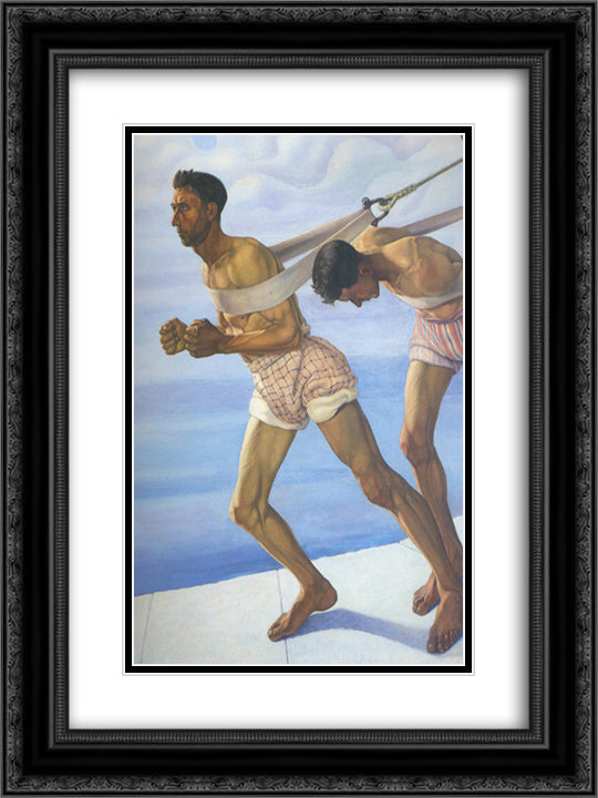 L'alzana 18x24 Black Ornate Wood Framed Art Print Poster with Double Matting by San Pietro, Cagnaccio di