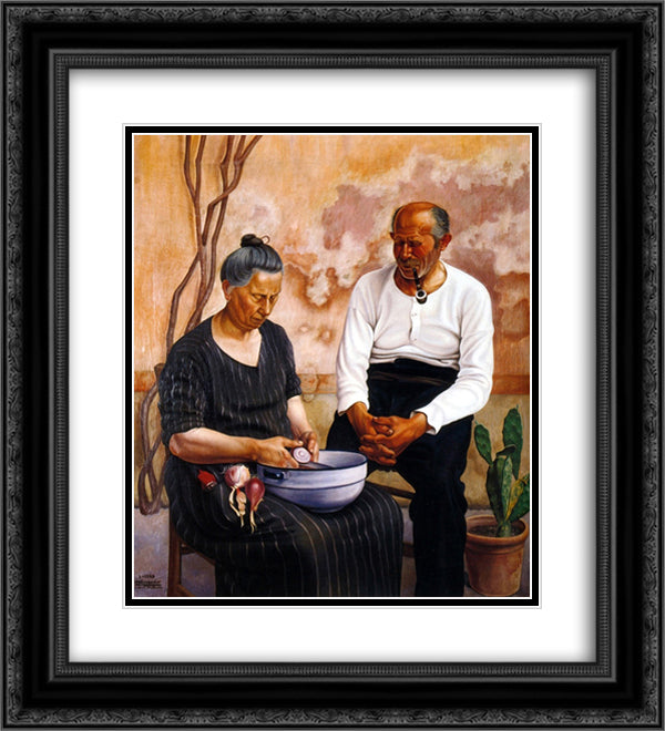 Le lacrime della cipolla 20x22 Black Ornate Wood Framed Art Print Poster with Double Matting by San Pietro, Cagnaccio di