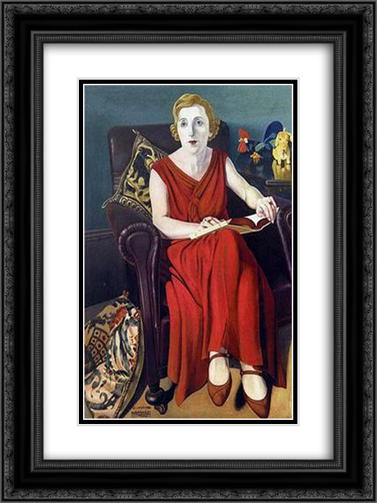 Portrait of Signora Vighi 18x24 Black Ornate Wood Framed Art Print Poster with Double Matting by San Pietro, Cagnaccio di