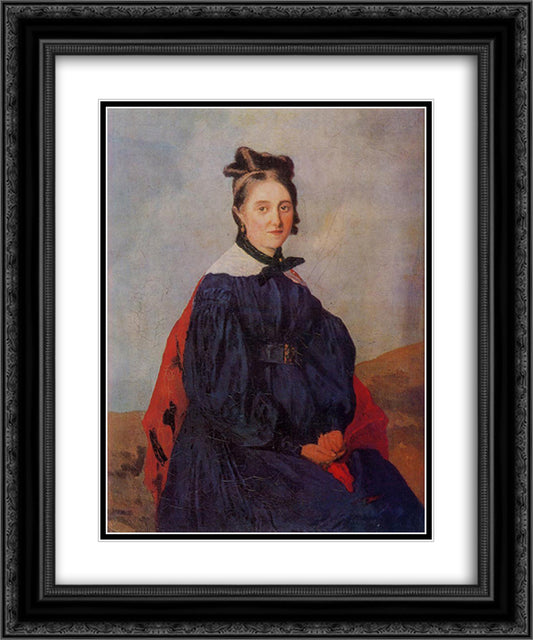 Alexina Ledoux 20x24 Black Ornate Wood Framed Art Print Poster with Double Matting by Corot, Jean Baptiste Camille